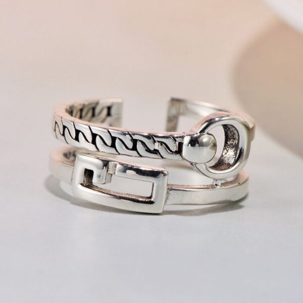 Womens Sterling Silver Zipper Ring