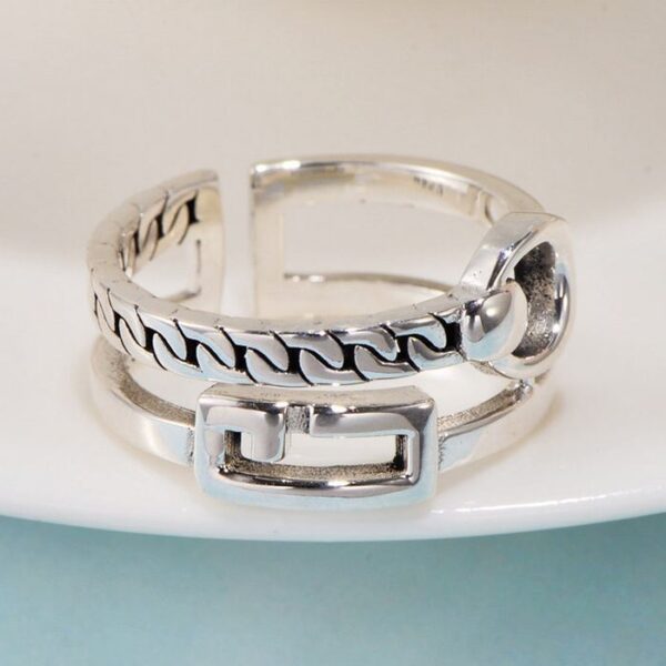 Womens Sterling Silver Zipper Ring