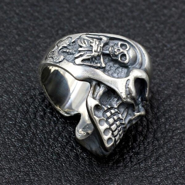 Heavy Skull Sterling Silver Death Biker Ring