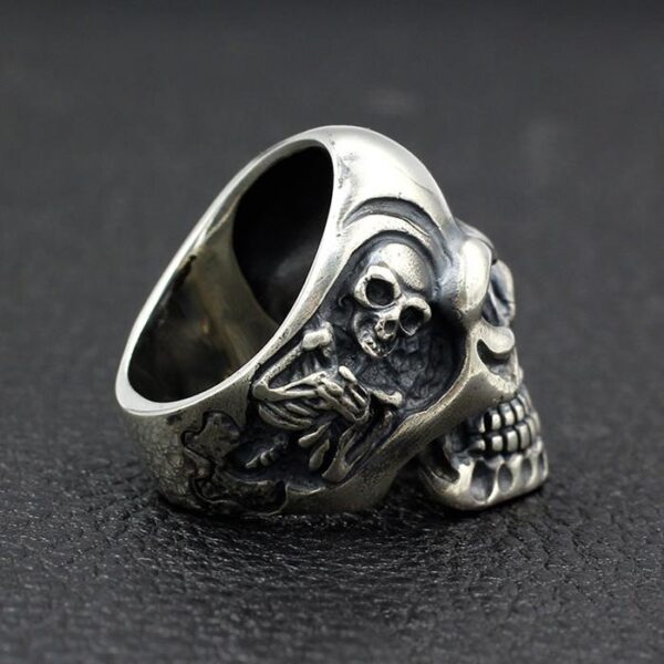 Heavy Skull Sterling Silver Death Biker Ring