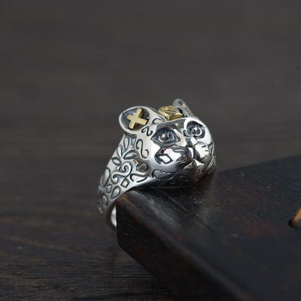 Sterling Silver Cat Head Ring