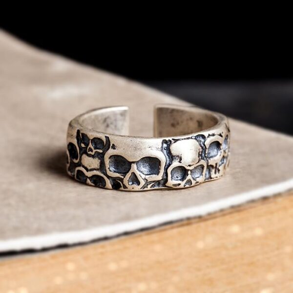 Sterling Silver Catacombs Skulls Ring