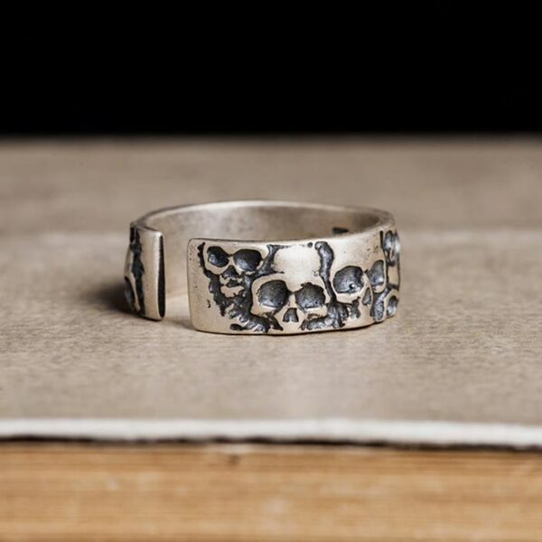 Sterling Silver Catacombs Skulls Ring