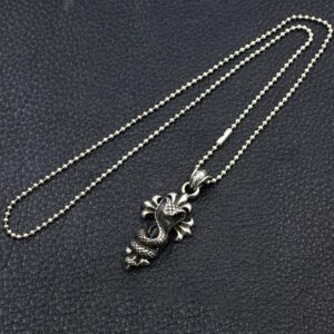 Sterling Silver Cross Snake Pendant Necklace