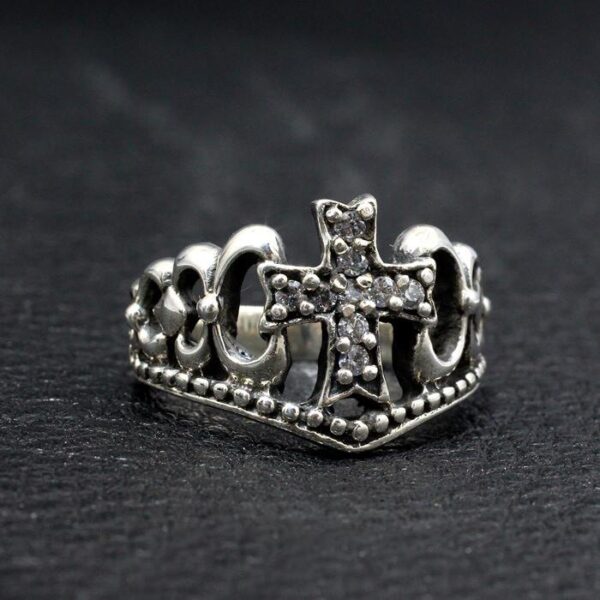 Sterling Silver Crown Cross Ring