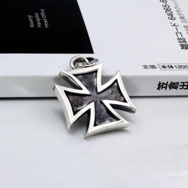 Sterling Silver Iron Cross Pendant Necklace