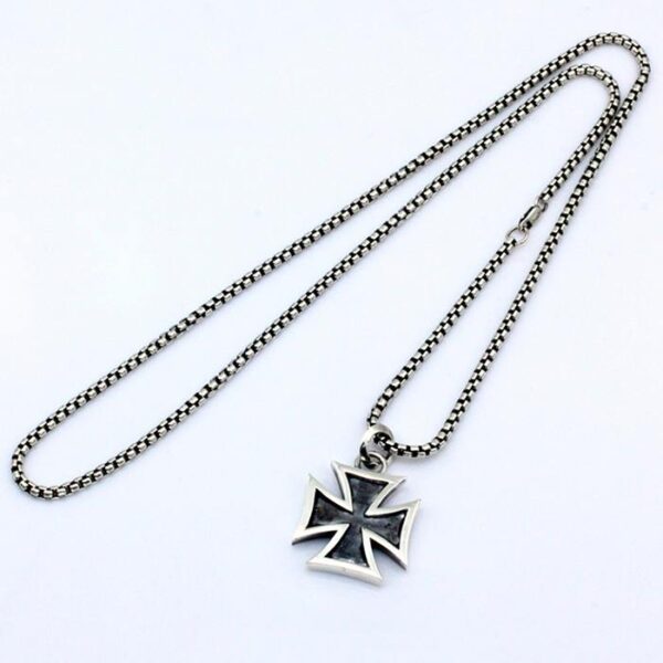 Sterling Silver Iron Cross Pendant Necklace