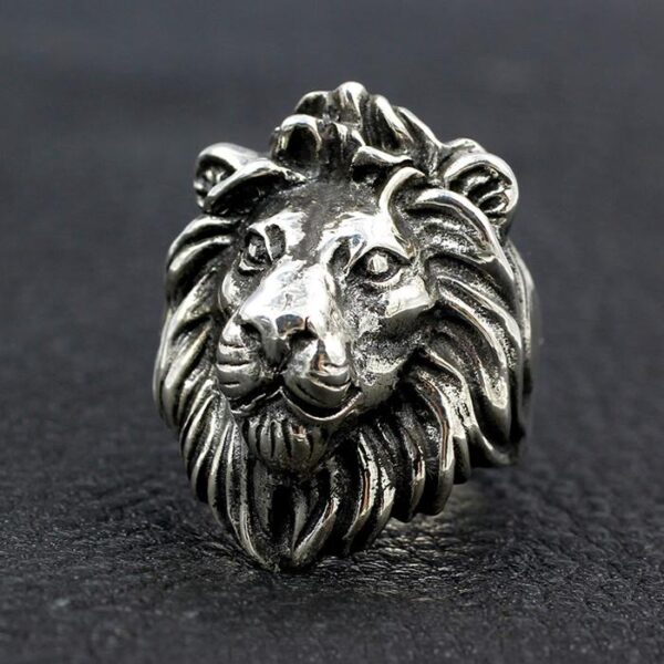 Sterling Silver Lion Head Ring