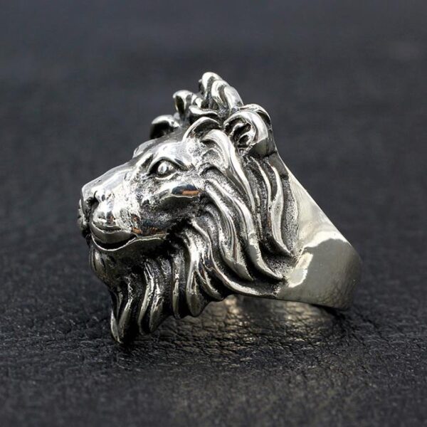 Sterling Silver Lion Head Ring