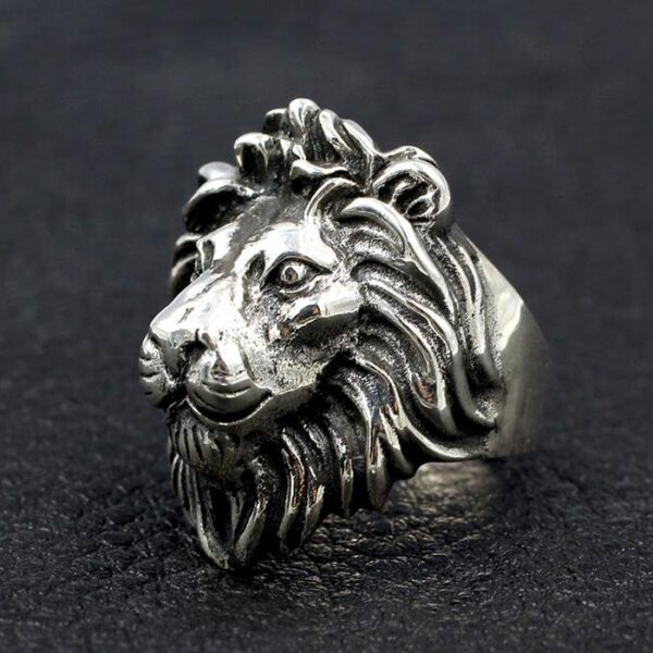 Sterling Silver Lion Head Ring