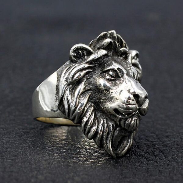 Sterling Silver Lion Head Ring