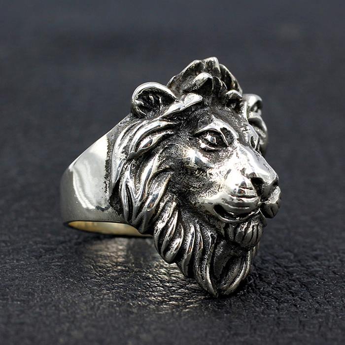 Gold Tone Lion Head Ring Adjustable Stretch Metal Band Men Women Ladies  Jewelry - Walmart.com