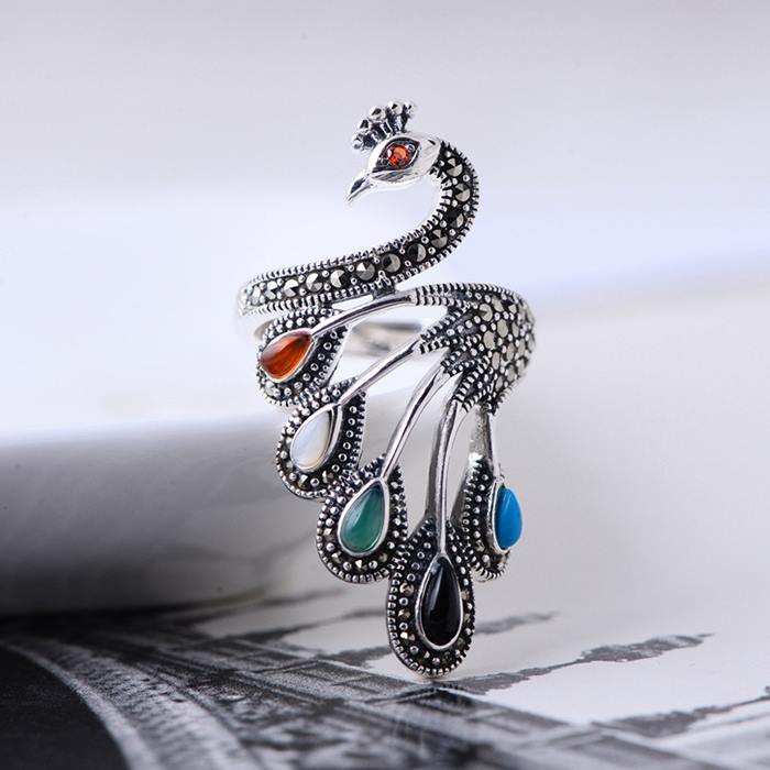 Elegant 925 Sterling Silver Charm Fashion Phoenix Peacock Ring One Size Fit  All | eBay