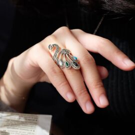 Sterling Silver Pave Cluster Peacock Ring