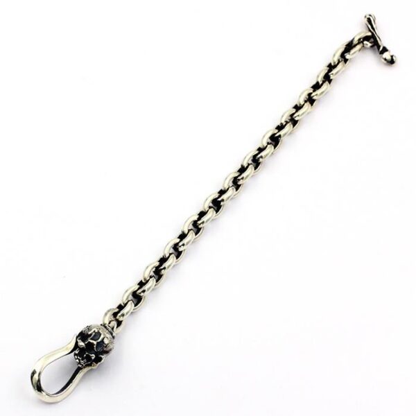 Sterling Silver Skull Anchor Link Chain Bracelet