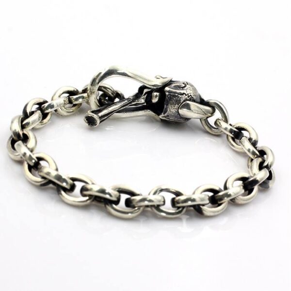 Sterling Silver Skull Anchor Link Chain Bracelet