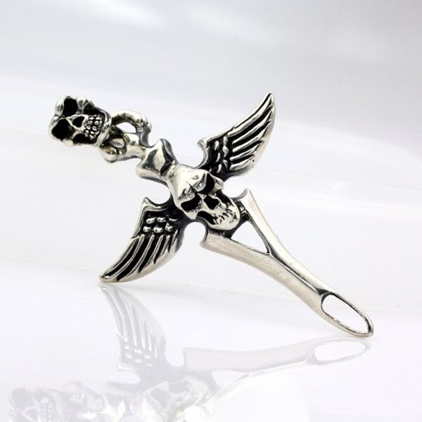 Angel Wings Skull Pendant Necklace
