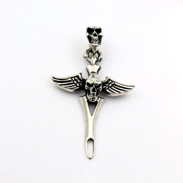 Angel Wings Skull Pendant Necklace