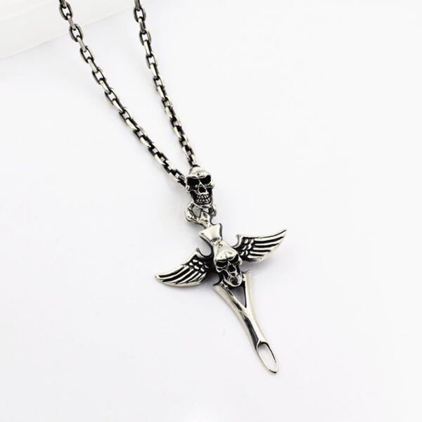 Angel Wings Skull Pendant Necklace