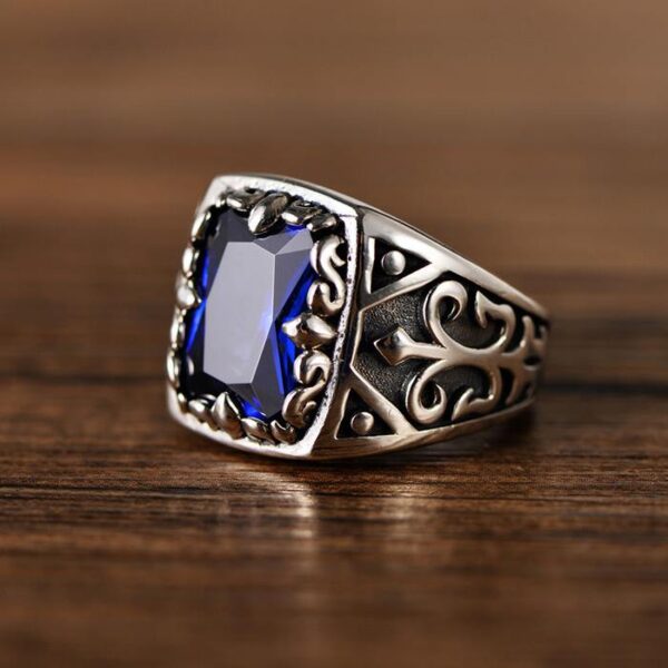 Sapphire Sterling Silver Fleur De Lis Ring