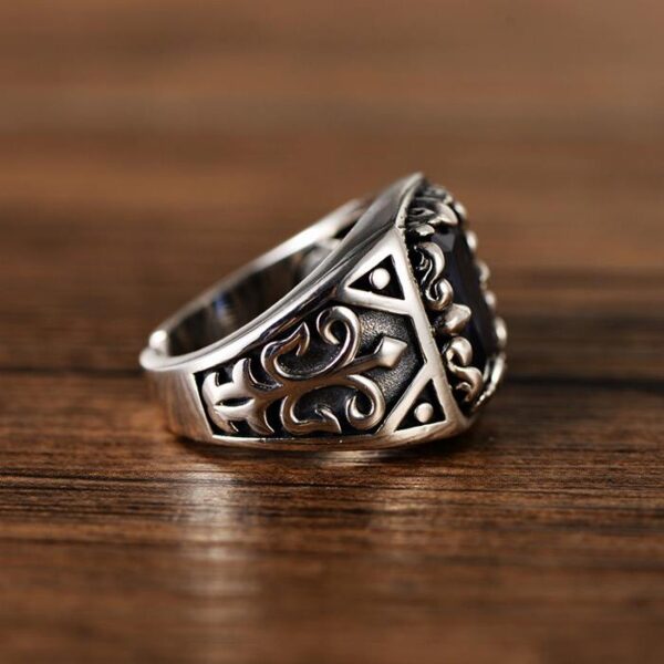 Sapphire Sterling Silver Fleur De Lis Ring