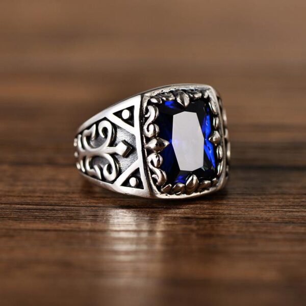 Sapphire Sterling Silver Fleur De Lis Ring