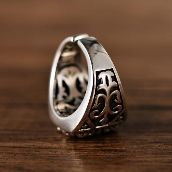 Sapphire Sterling Silver Fleur De Lis Ring