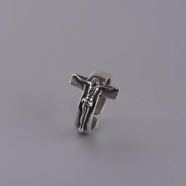 Sterling Silver Crucifix Sideways Cross Ring