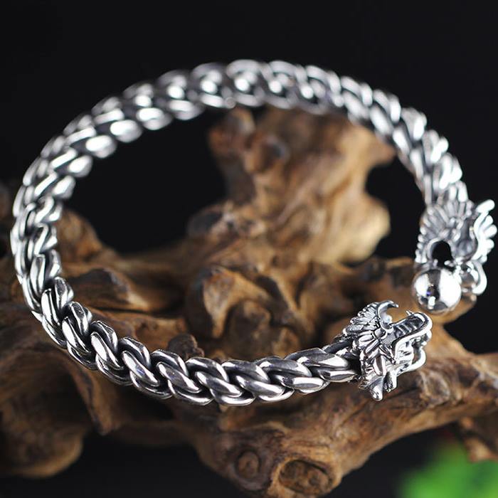 Sterling Silver Biker Tribal Dragon Head Bracelet – Biker Jewelry Club &  Sinister Silver Co.