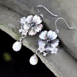 Sterling Silver Plum Blossom Pearl Earrings