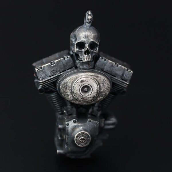 Sterling Silver Engine Skull Pendant