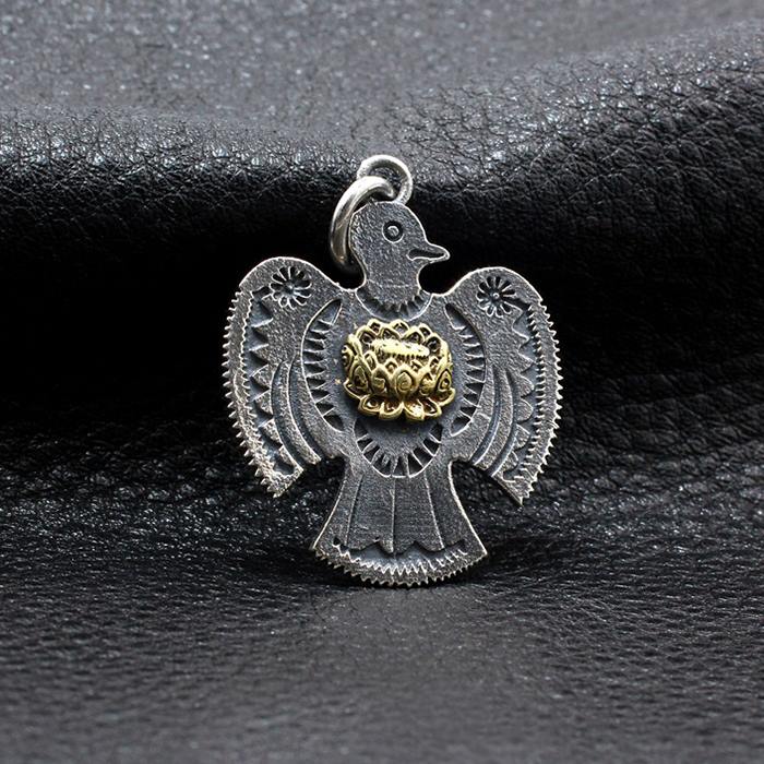 Mens Sterling Silver Thunderbird Pendant Necklace VVV Jewelry