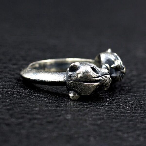 Sterling Silver Double Leopard Head Ring