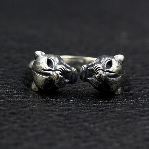 Sterling Silver Double Leopard Head Ring