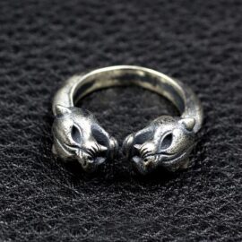Sterling Silver Double Leopard Head Ring