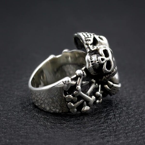 Sterling Silver Three Skulls Ring