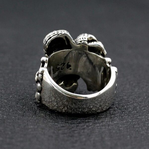 Sterling Silver Three Skulls Ring