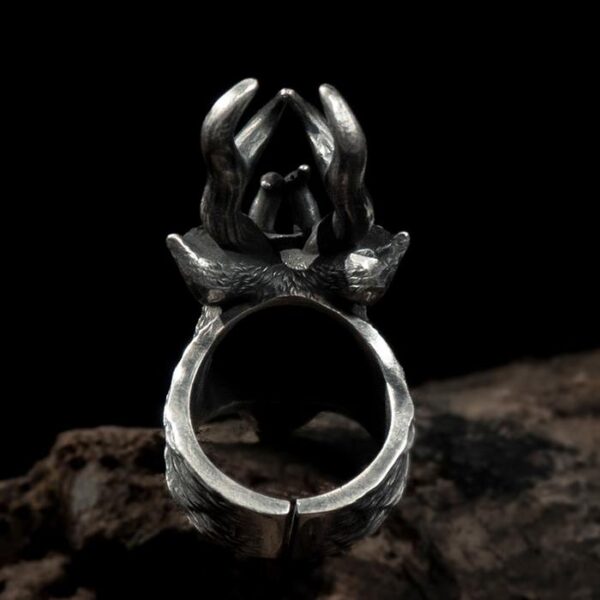 Fine Silver Deer Head Ring