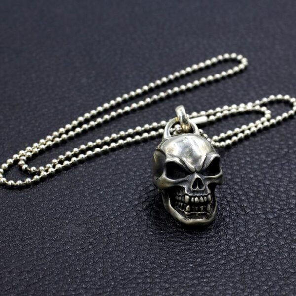 Large Skull Pendant With Bead Chain