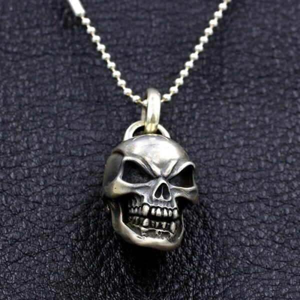 Large Skull Pendant With Bead Chain