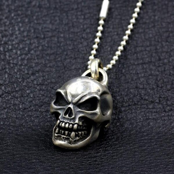 Large Skull Pendant With Bead Chain