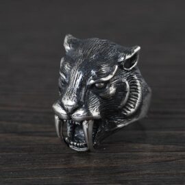 Sterling Silver Leopard Head Ring