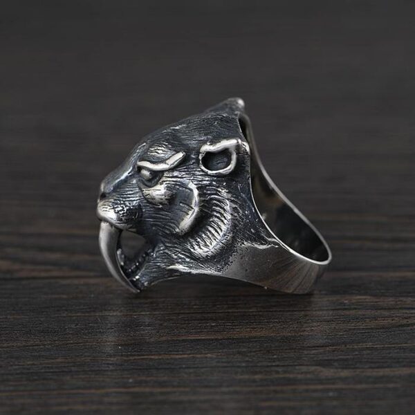 Sterling Silver Leopard Head Ring