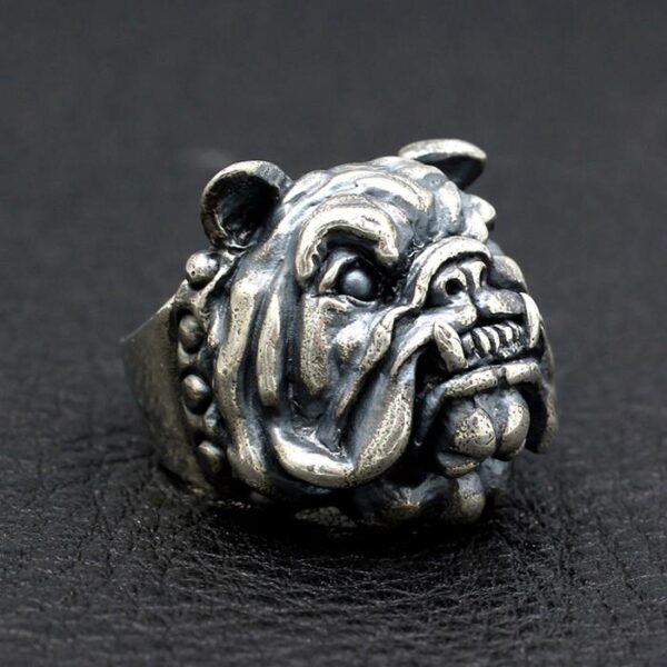 Sterling Silver Pug Dog Ring