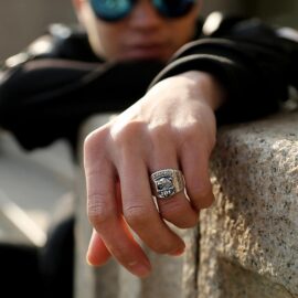 Mens Sterling Silver US Army Eagle Airborne Ring
