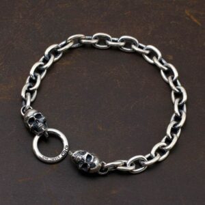Small Silver Skull Chain Bracelet