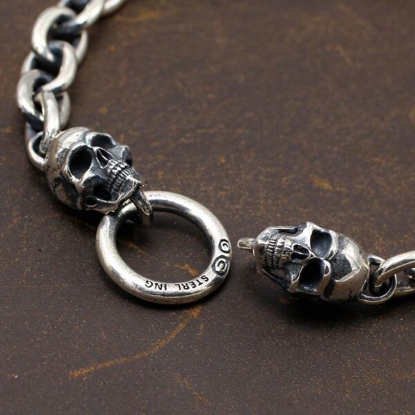 Small Silver Skull Chain Bracelet