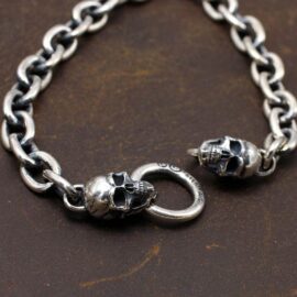Small Silver Skull Chain Bracelet