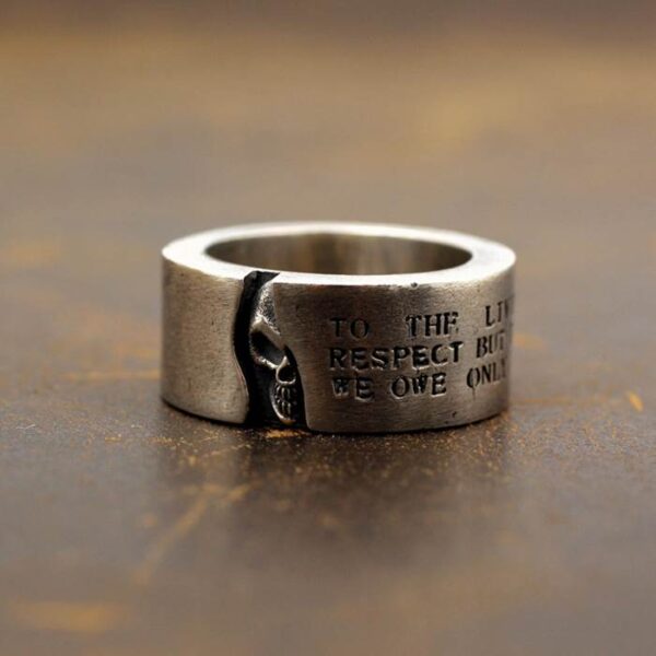 Sterling Silver Solid Half Face Skull Band Ring