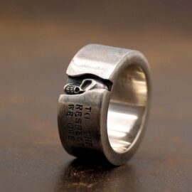 Sterling Silver Solid Half Face Skull Band Ring
